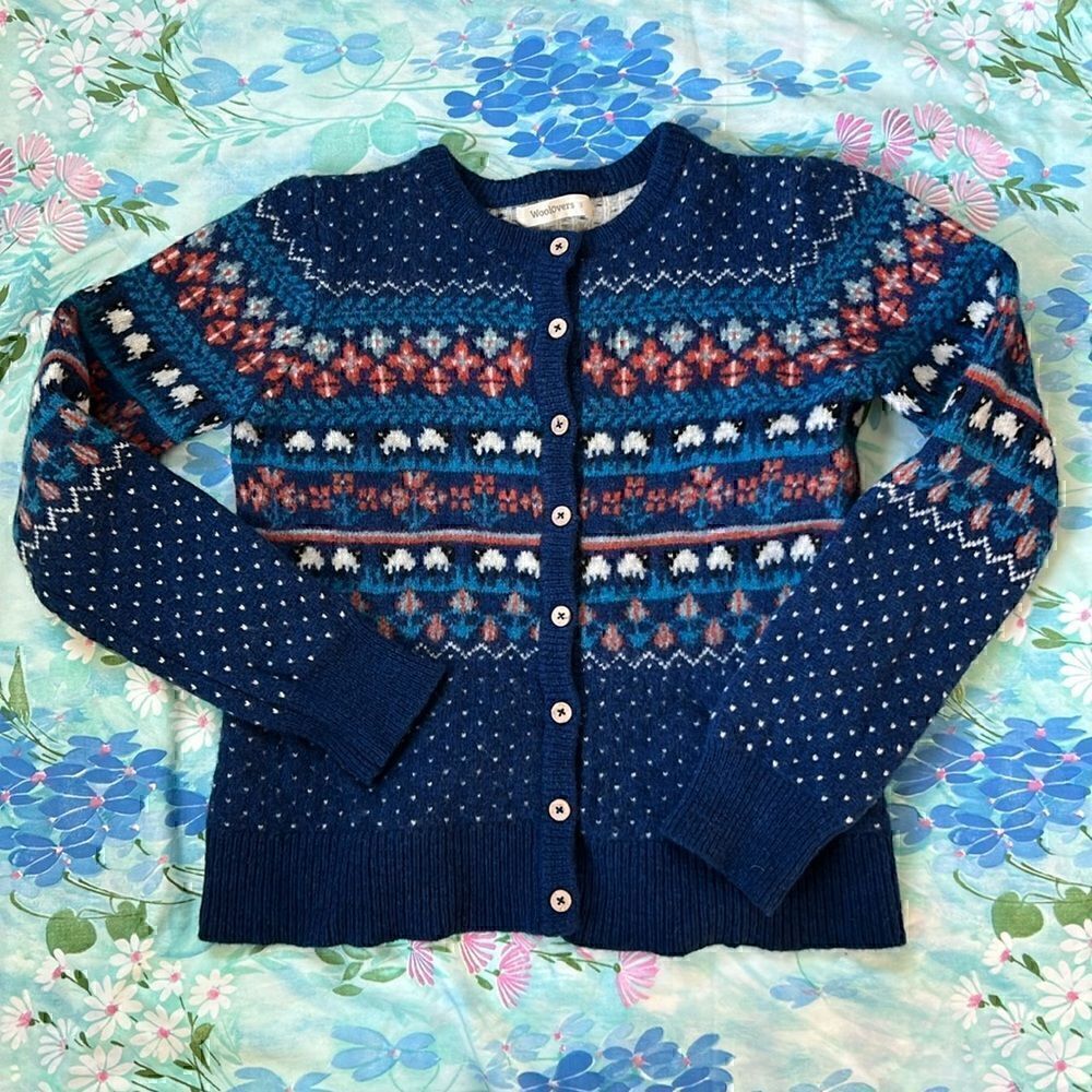 WoolOvers Cardigan Sheep Print - S “SEE MEASUREMENTS” - Picture 1 of 14